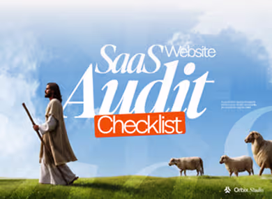 A person in robes walking with a staff on grass under a blue sky with text 'SaaS Website Audit Checklist'.