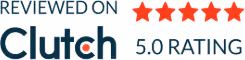 Clutch five-star rating with 5.0 score and text reviewed on Clutch.