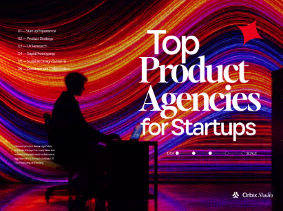 Top product design agencies for startups featuring designer at laptop with C1 startup experience C2 product strategy C3 UX research C4 rapid prototyping C5 scalable design systems C6 design implementation services