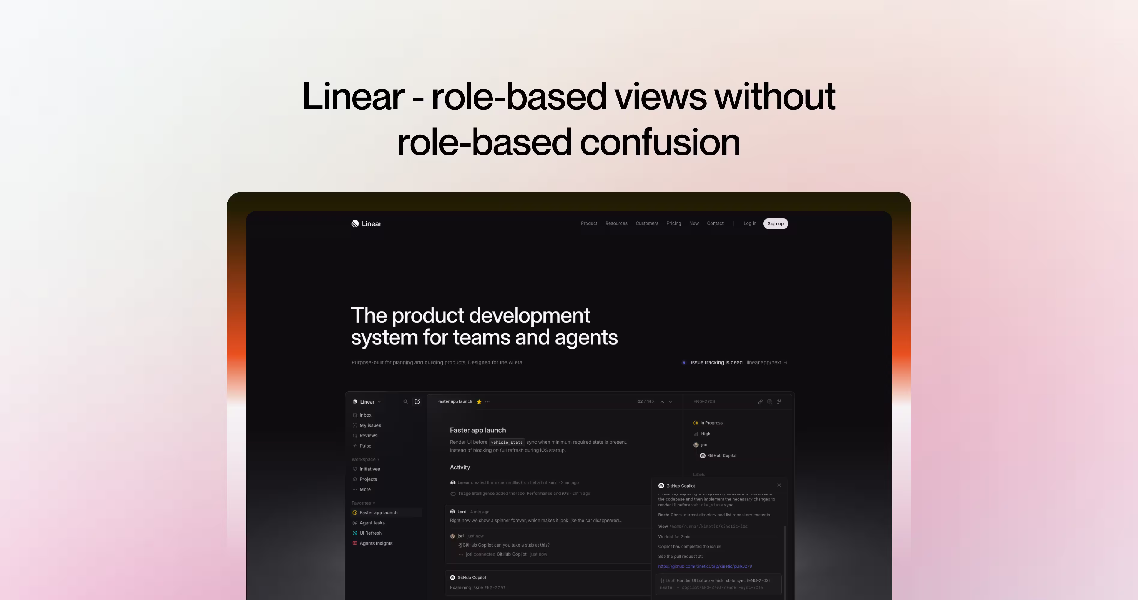 Linear dashboard example showing role-based views that adapt to different users without adding confusion