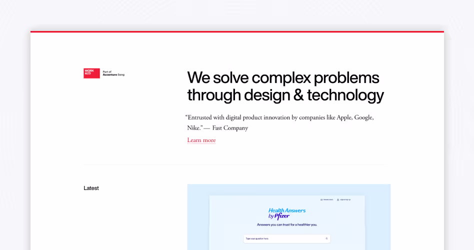 Work and Co digital product agency specializing in AI-powered product design, technology, and user experience innovation