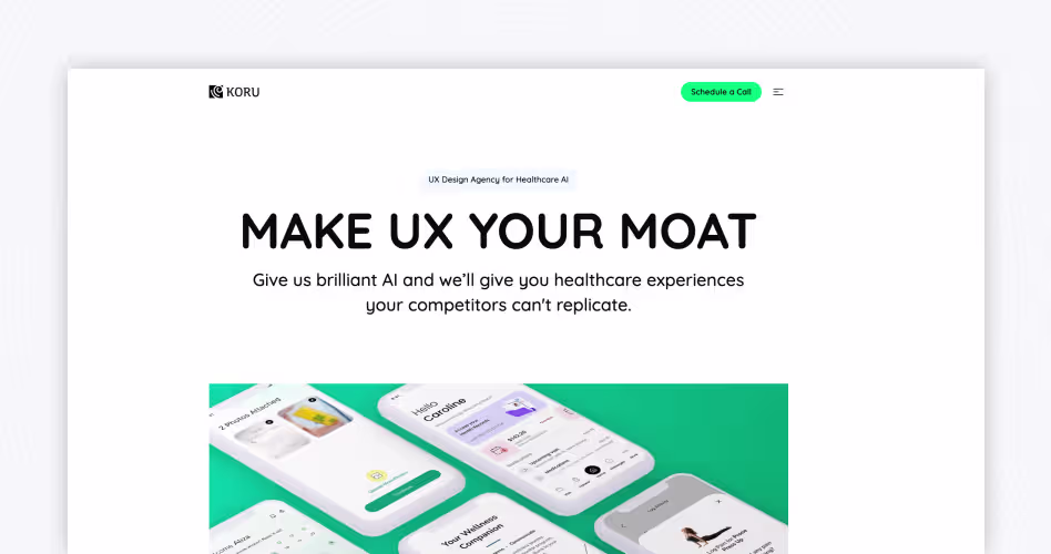 Koru UX Design agency focused on healthcare AI product design, user experience strategy, and digital product development