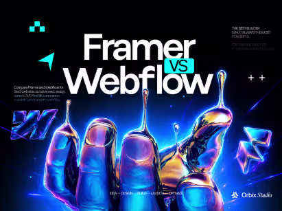 Framer vs Webflow website builder comparison for SaaS sites by Codeair Software Solutions, covering speed, design, CMS, and scalability
