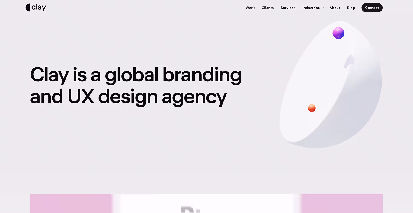 Clay design portfolio preview for B2B SaaS branding, UX, and website design