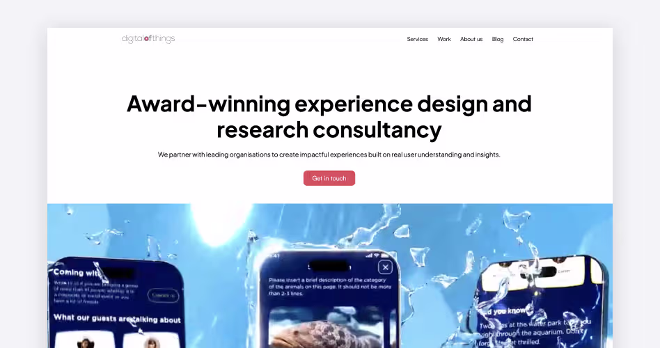 Digital of Things homepage screenshot, a Dubai-based UX research and usability testing consultancy for fintech companies