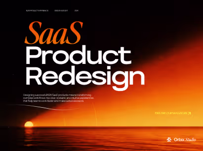 B2B SaaS product redesign thumbnail featuring a modern editorial design with bold typography and an orange gradient background, highlighting a complete guide to redesigning SaaS products for better user experience and business growth.