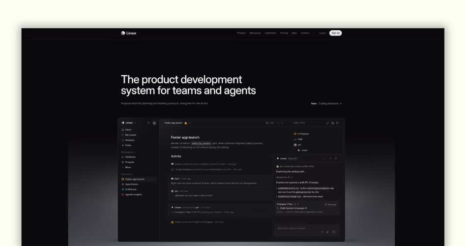 Linear-inspired SaaS website design featuring premium visuals, product storytelling, motion effects, and modern user experience patterns.