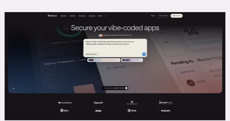 Retool SaaS website example combining product-led storytelling, enterprise credibility, and premium visuals