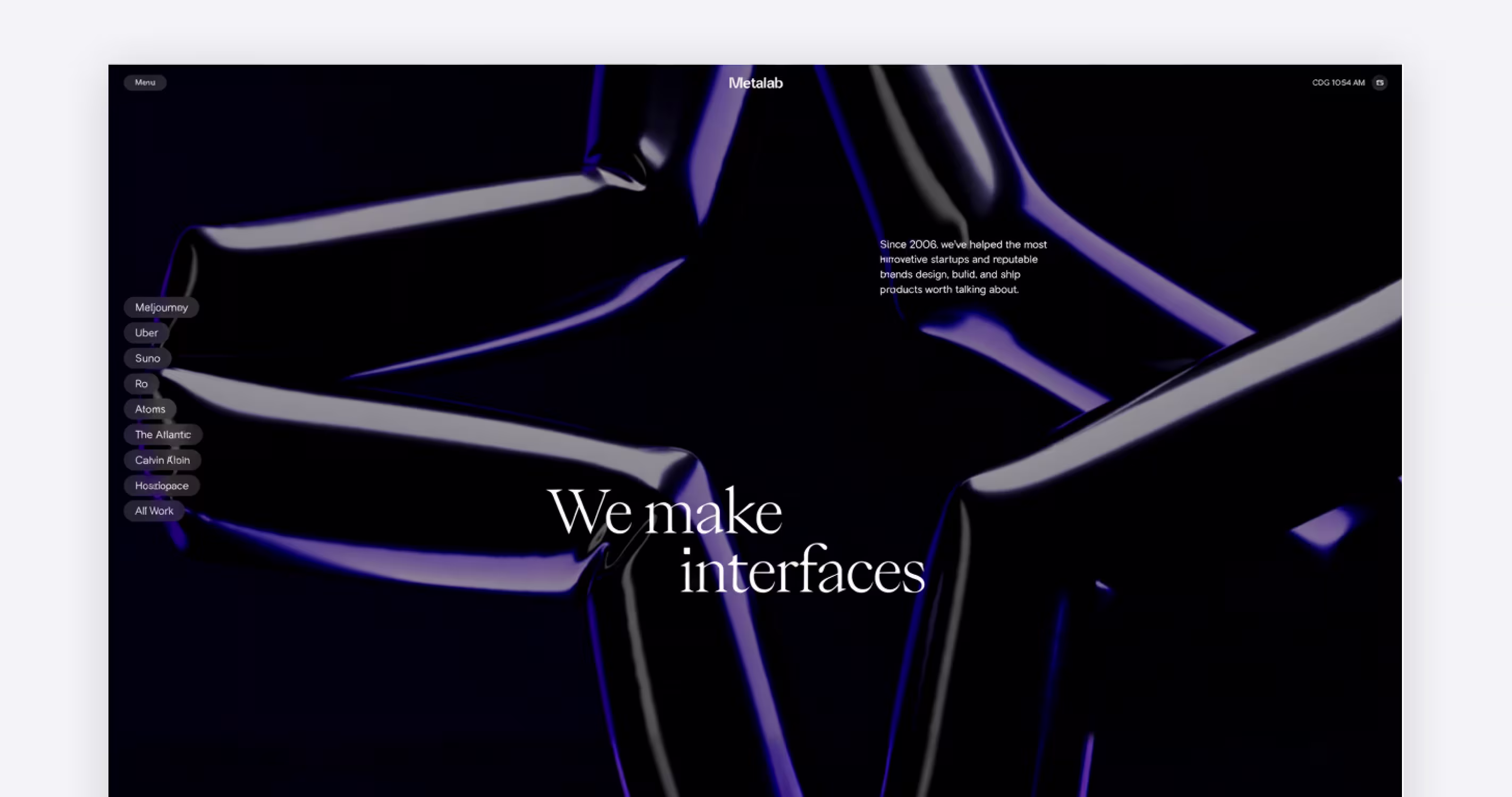 MetaLab product design agency homepage featuring app and brand design work