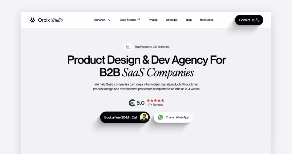 Codeair Software Solutions homepage — product design and development agency for B2B SaaS companies featured in the top web design companies guide