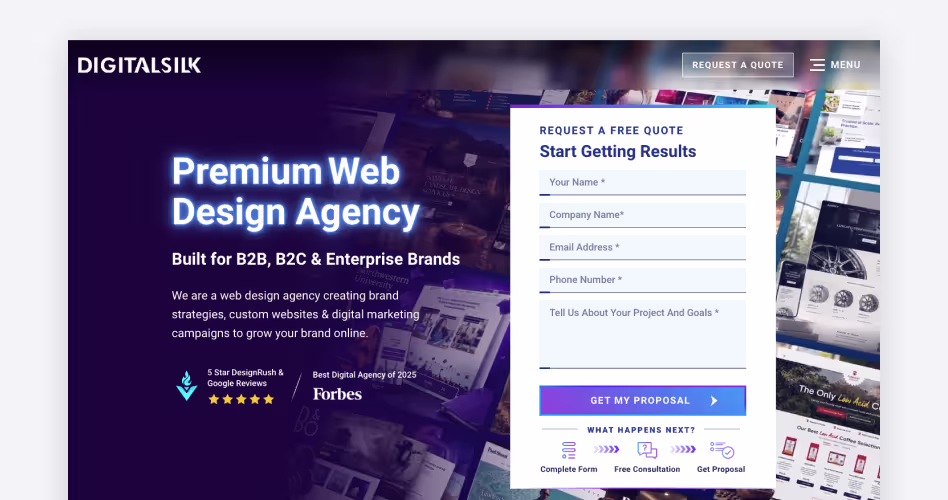 Digital Silk web design agency homepage — premium enterprise website design agency featured in the top web design companies guide