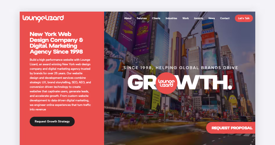 Lounge Lizard web design agency homepage — New York web design and digital marketing agency featured in the top web design companies guide