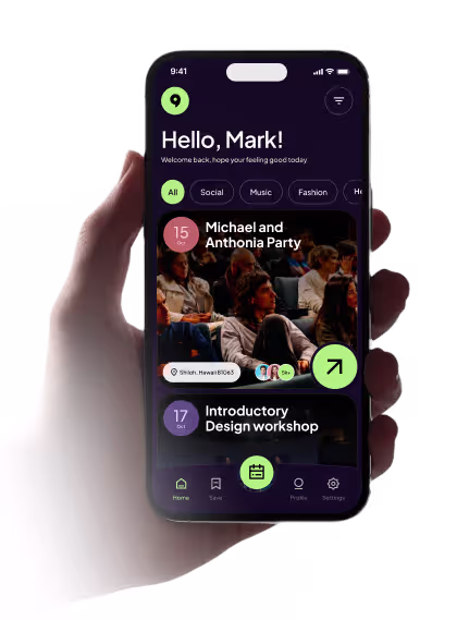 Codeair Software Solutions UX design overview for 9Events showing visual event browsing and streamlined ticket booking flow