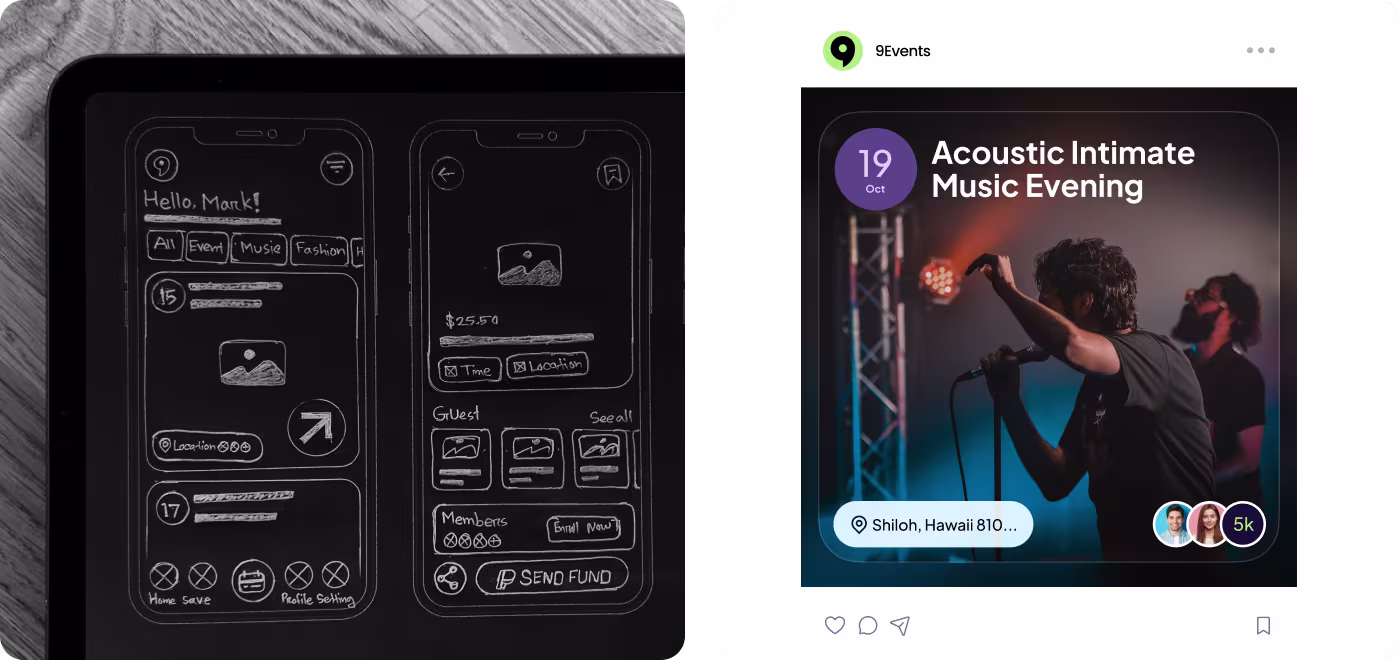 Codeair Software Solutions UX research for 9Events analyzing event detail depth and trust signals needed before ticket purchase decisions