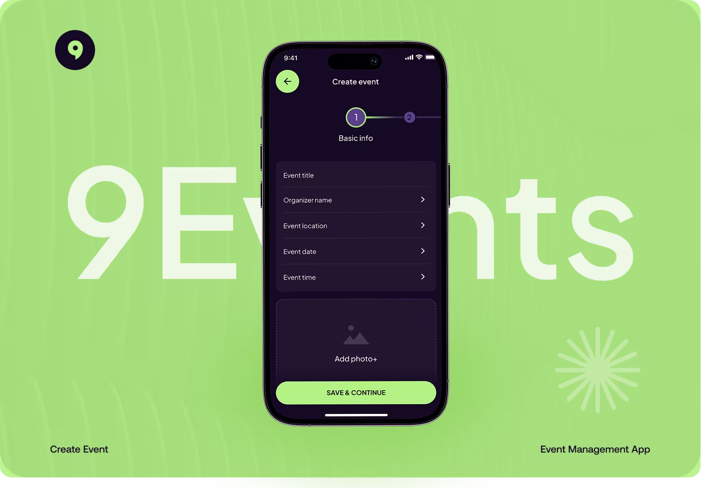 Codeair Software Solutions design process for 9Events showing user flow exploration and friction point identification for event booking app