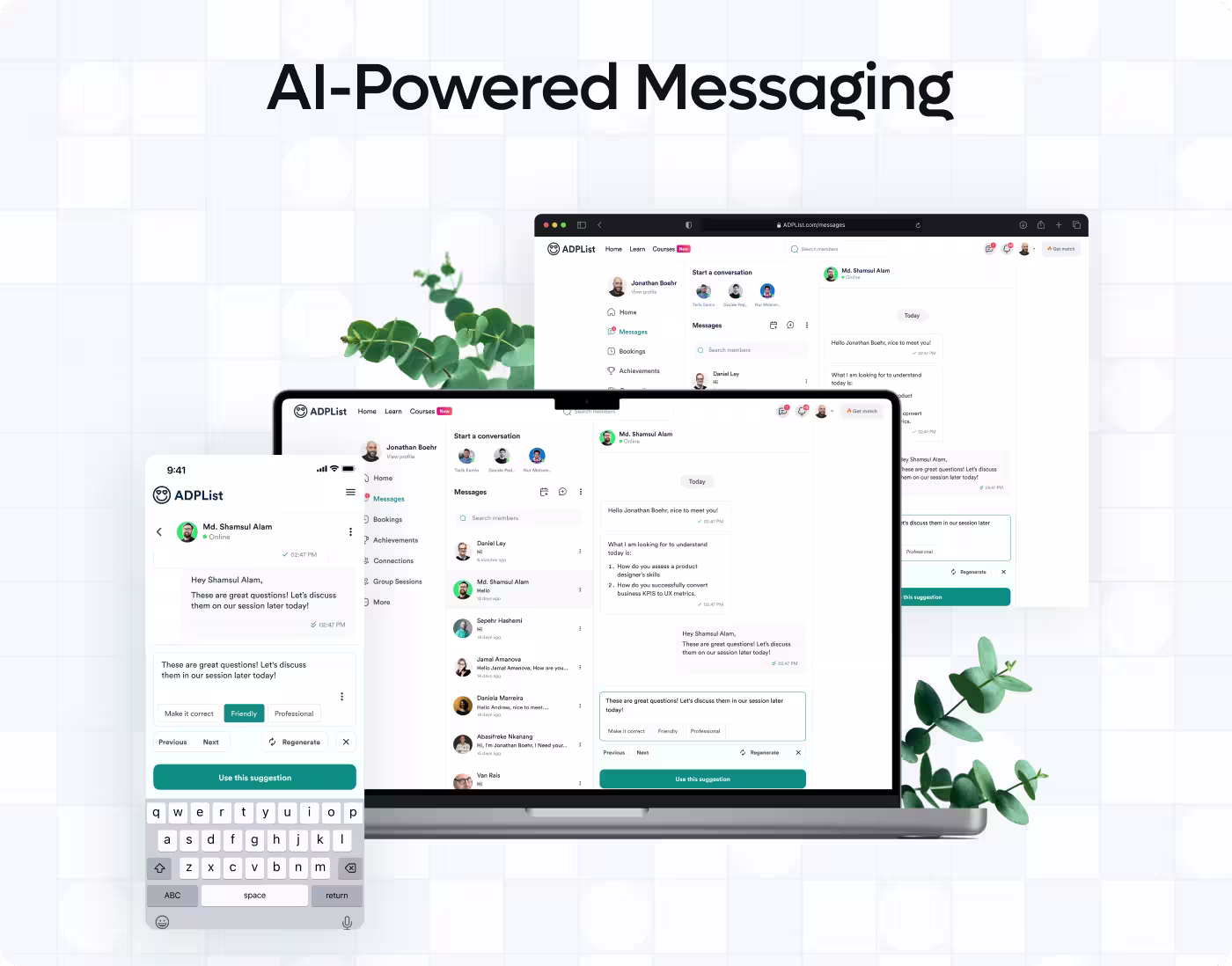 ADPList simplified navigation design by Codeair Software Solutions showing cleaner layouts and clearer hierarchy for mentorship tools and messaging systems