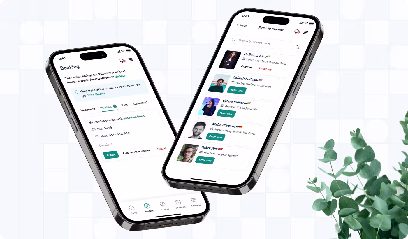 Codeair Software Solutions cross-platform design for ADPList showing consistent mobile and desktop interface for mentorship feature accessibility