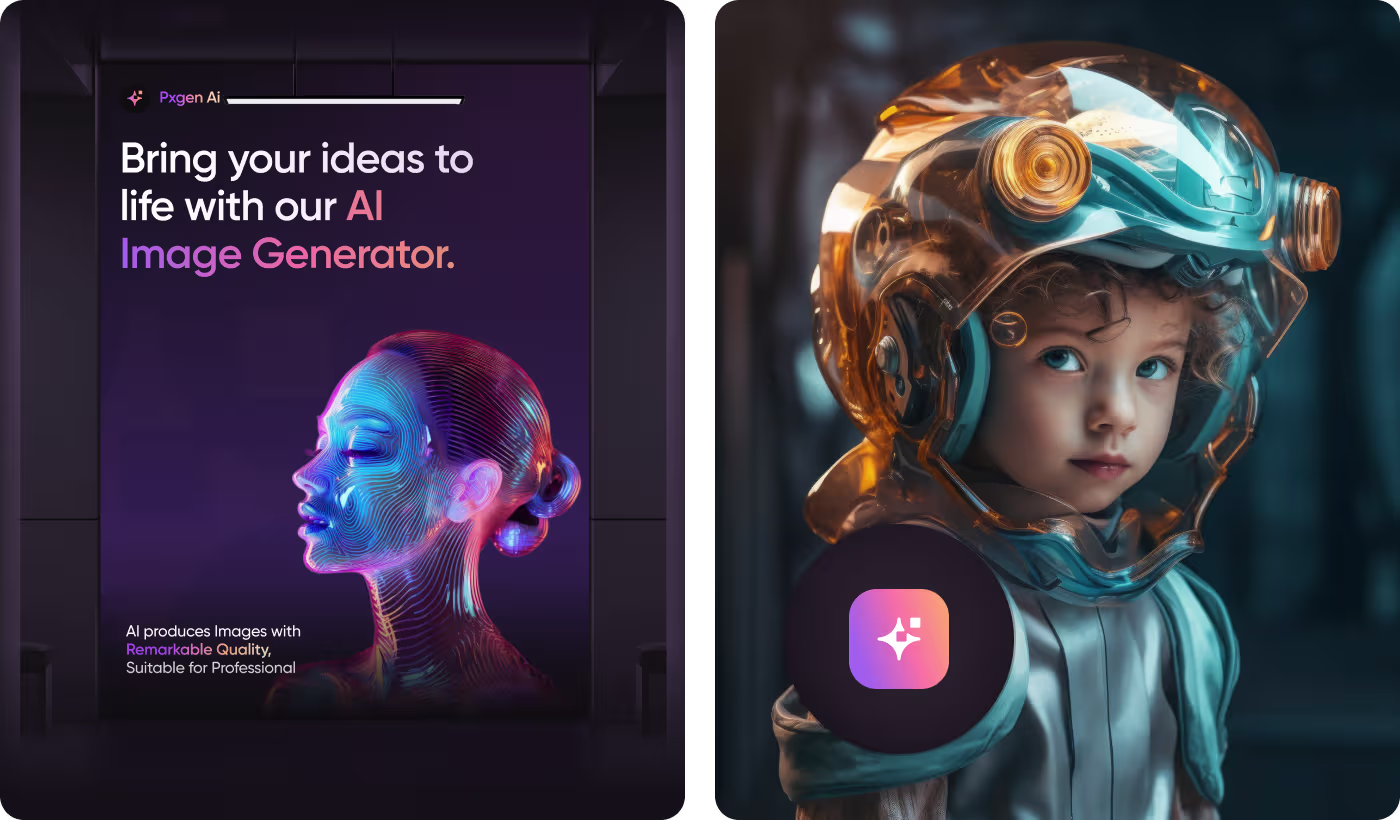 PXGEN AI-generated artwork gallery display by Codeair Software Solutions