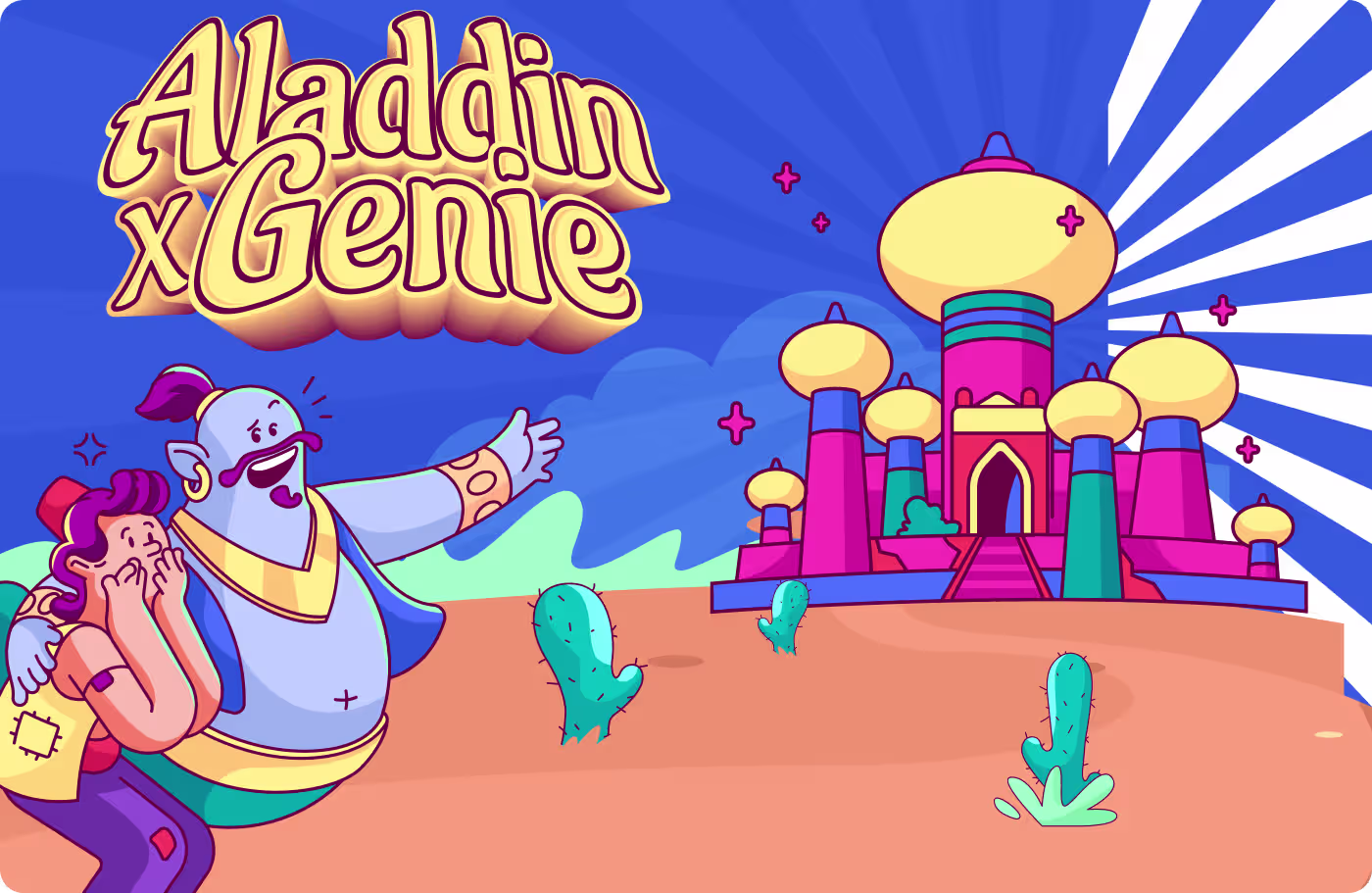Aladdin character illustration showing generic stiff pose before redesign by Codeair Software Solutions
