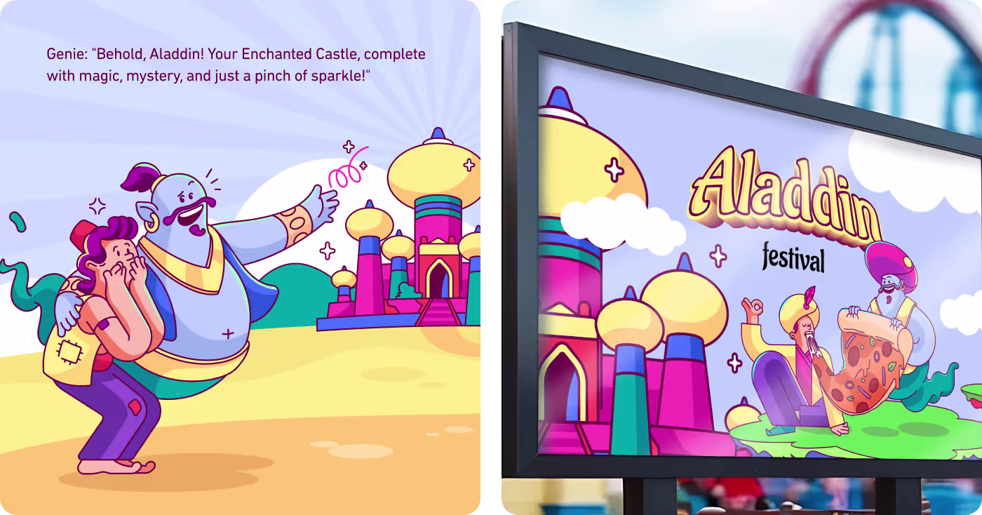 Aladdin and Genie magic palace environment design by Codeair Software Solutions