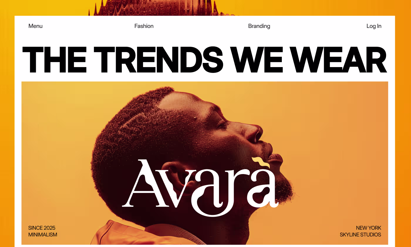 Avara high-contrast fashion branding homepage banner by Codeair Software Solutions