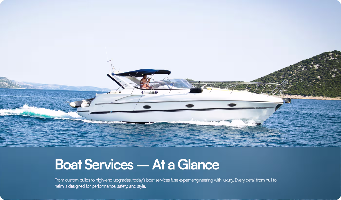BlueCat boat services overview webpage design by Codeair Software Solutions