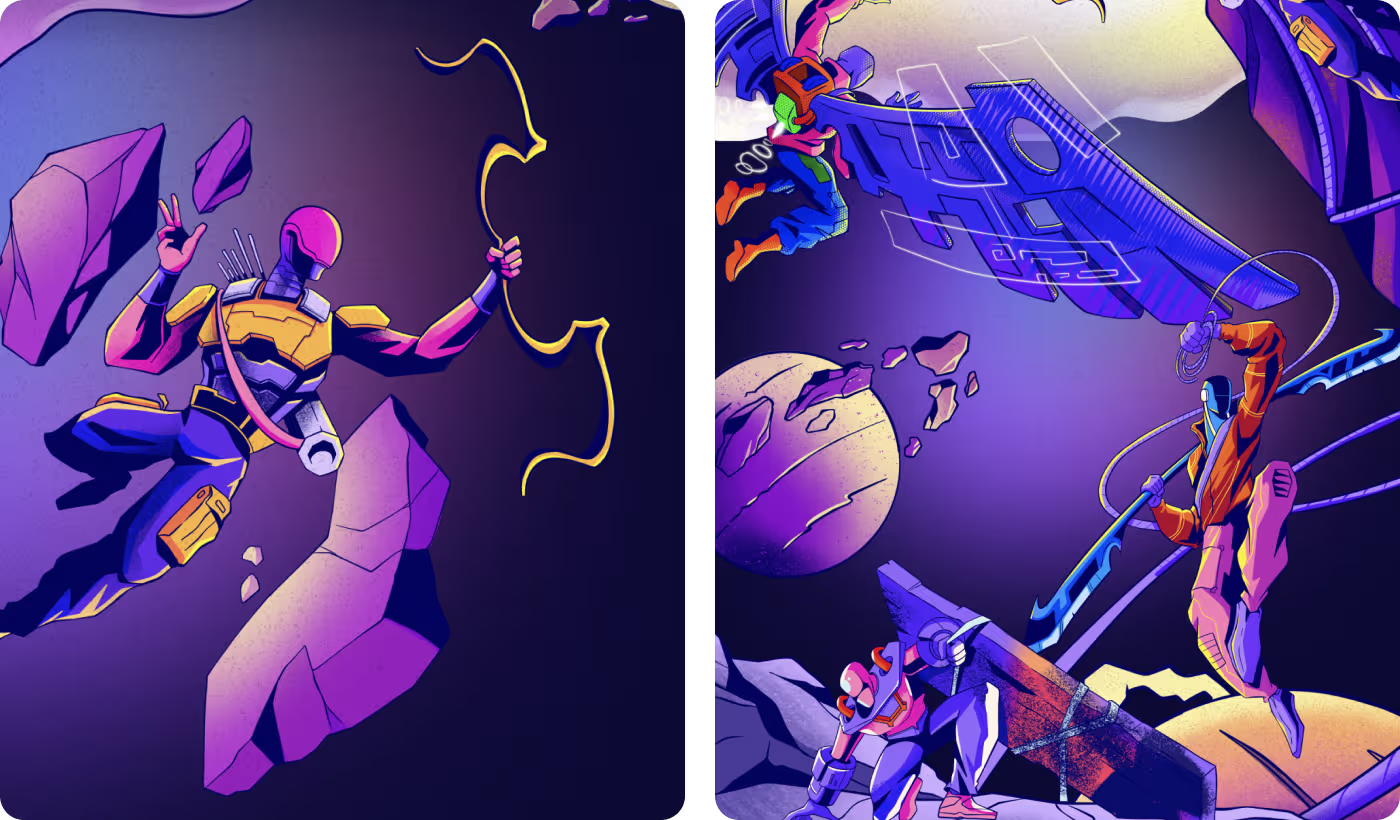 Cluttered space battle artwork background before refinement by Codeair Software Solutions
