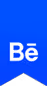 Behance logo with white 'Bē' letters on a blue background.