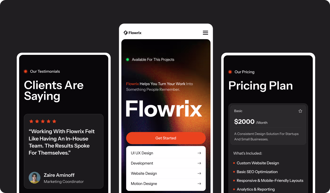 Simplified Flowrix website structure with improved content hierarchy and visual clarity by Codeair Software Solutions