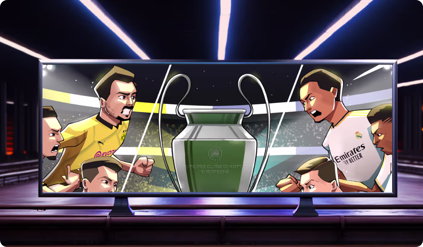 Codeair Software Solutions research for Champions League illustration showing silhouette layout testing for public poster readability at a glance