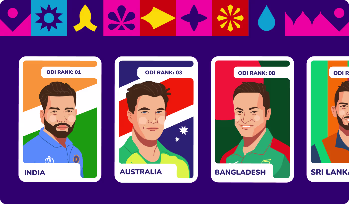 ICC World Cup custom sports illustration character design by Codeair Software Solutions