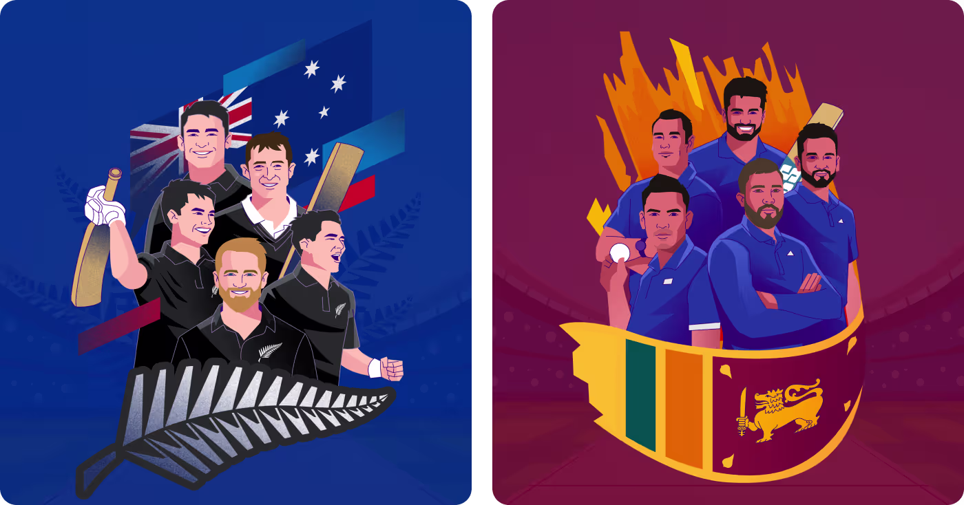 ICC World Cup player illustration poster design by Codeair Software Solutions
