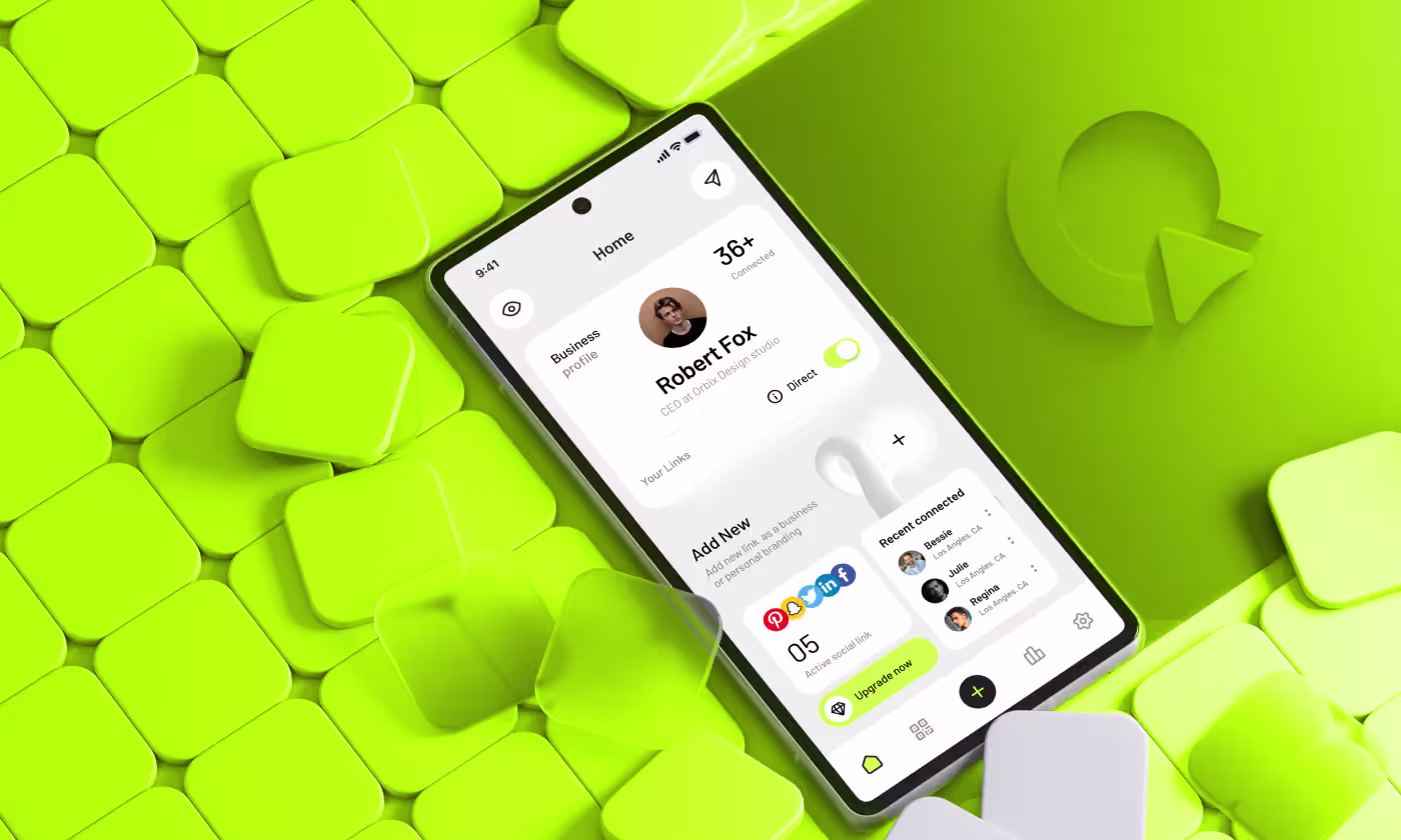 NexCard digital payment and contact sharing app UI/UX design case study header banner by Codeair Software Solutions