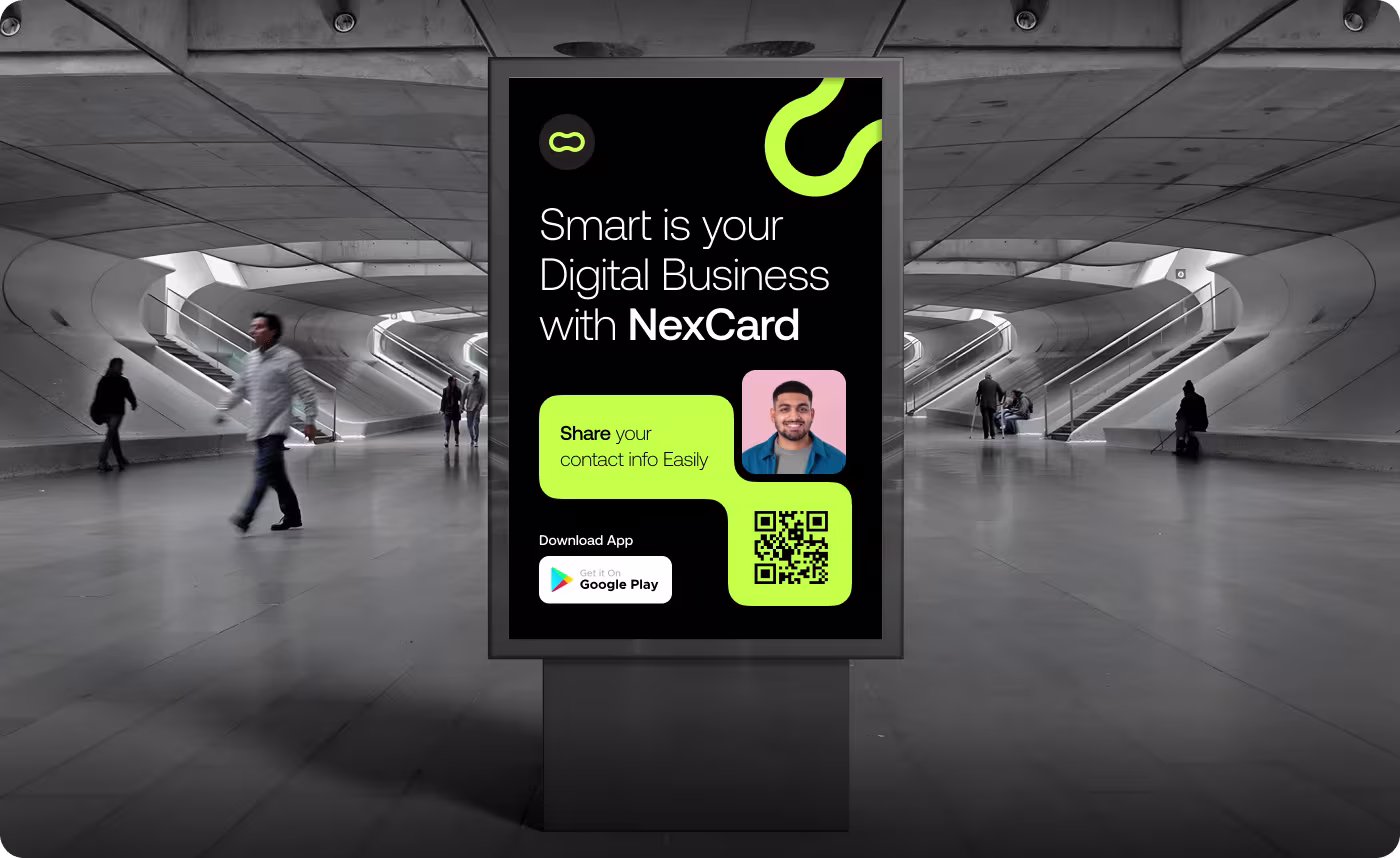 NexCard outdoor digital advertising kiosk display mockup before visual identity update by Codeair Software Solutions