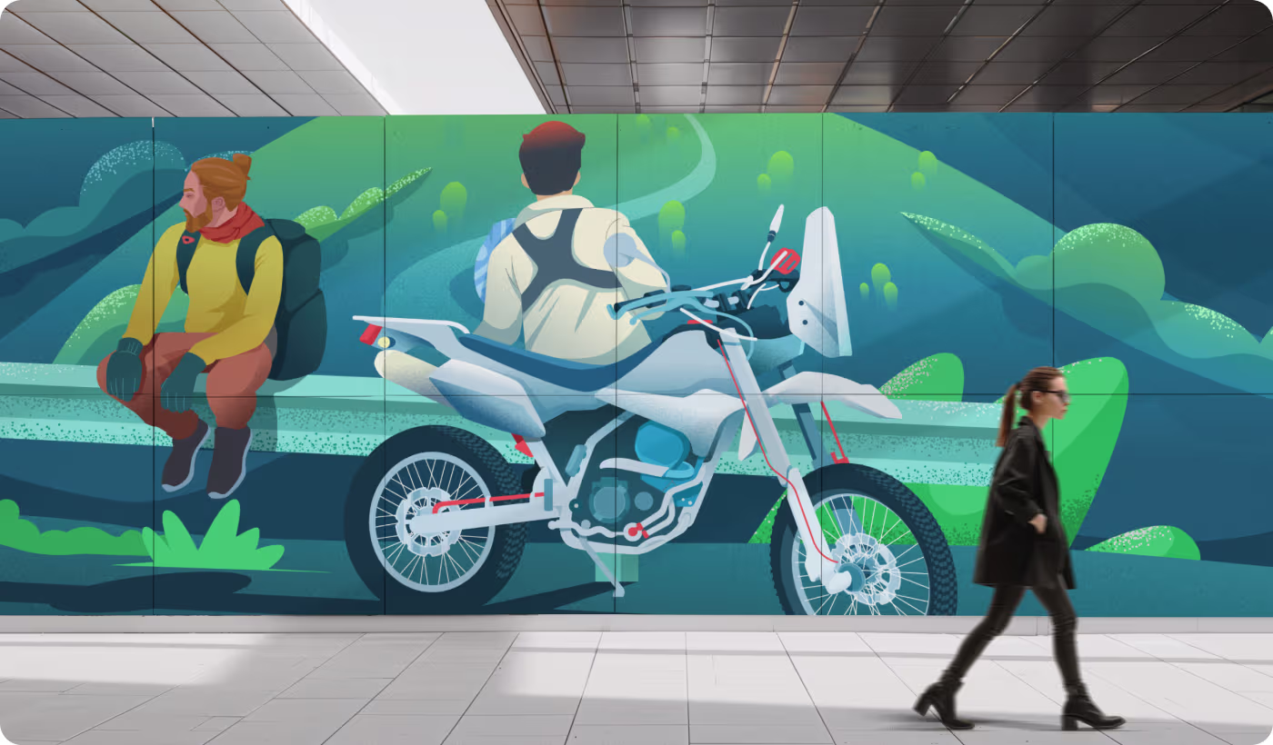 Codeair Software Solutions solution for Relax Tour featuring warm illustration style with human connection moments like campfire gatherings and trail high-fives for travel brand