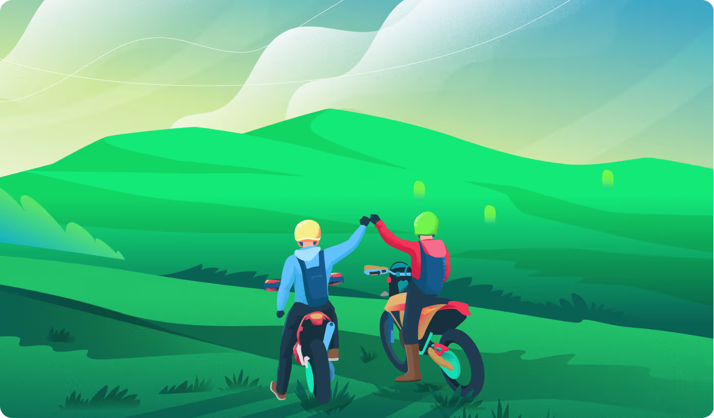Relax Tour illustration scaling designed by Codeair Software Solutions showing seamless adaptation from mobile app to desktop landing page to giant billboard advertisements