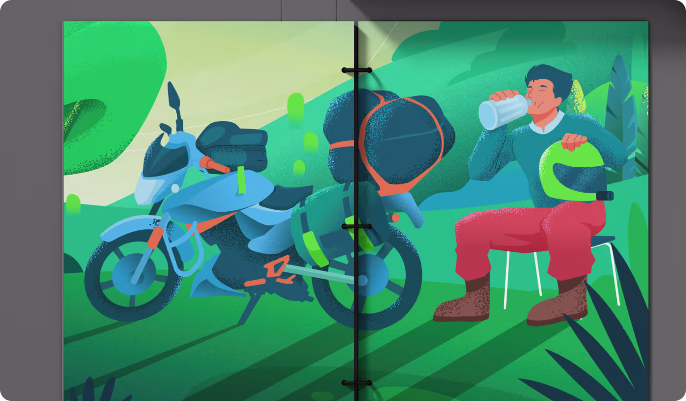 Relax Tour illustration layouts designed by Codeair Software Solutions showing clean composition with breathable scenery and prominent character focus for web and print use