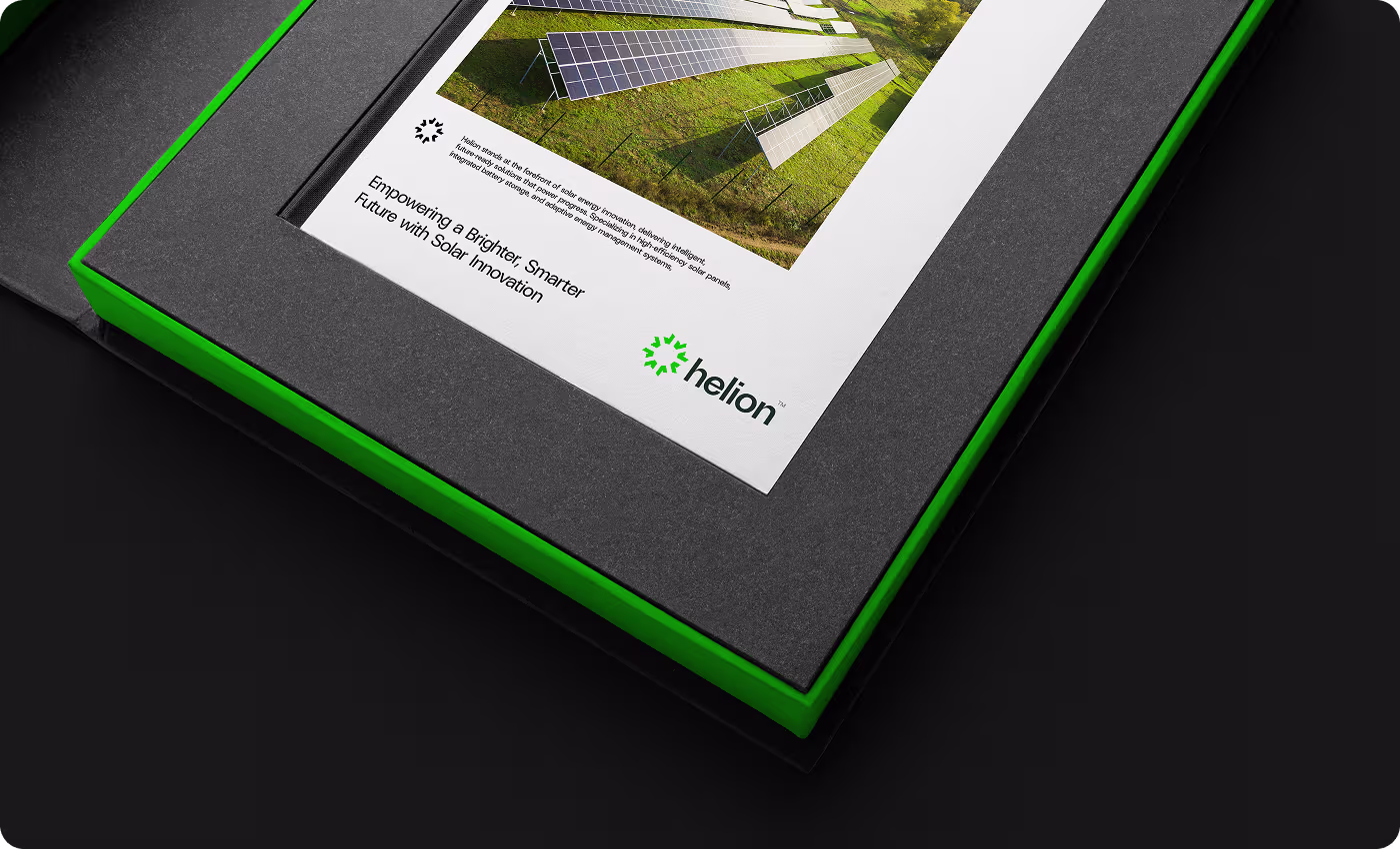 Helion corporate hardcover brand guidelines book presentation mockup by Codeair Software Solutions