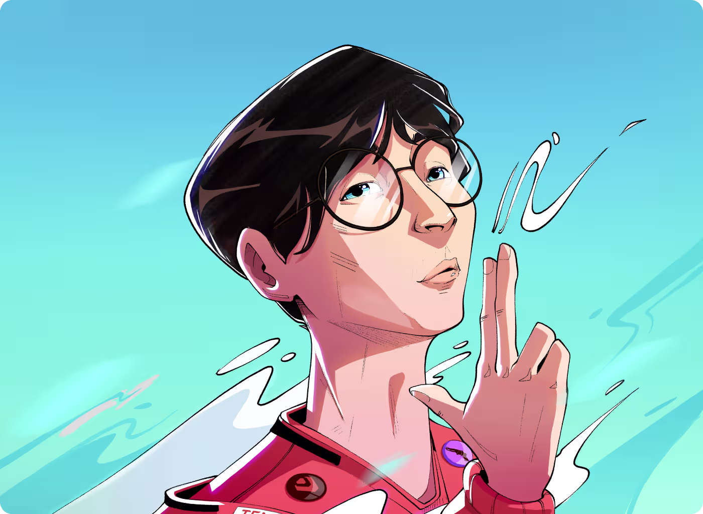Valorant Champions Cup character design by Codeair Software Solutions showcasing Sentinels team roster with stylized player portraits, trophy room scenes, and high-contrast tournament typography