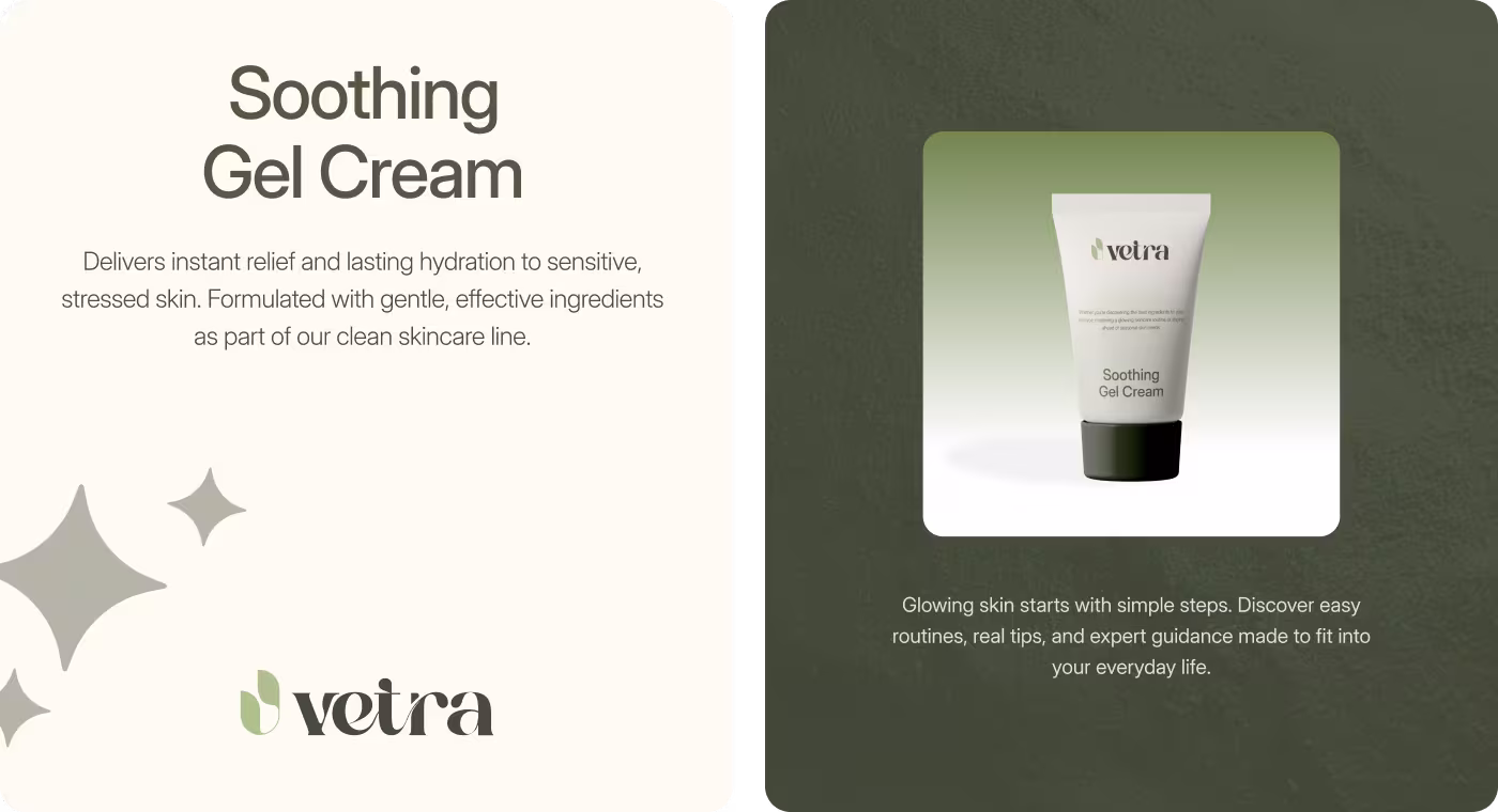 Vetra problem analysis by Codeair Software Solutions highlighting crowded, competing skincare brand designs and buyer fear of unfamiliar ingredients
