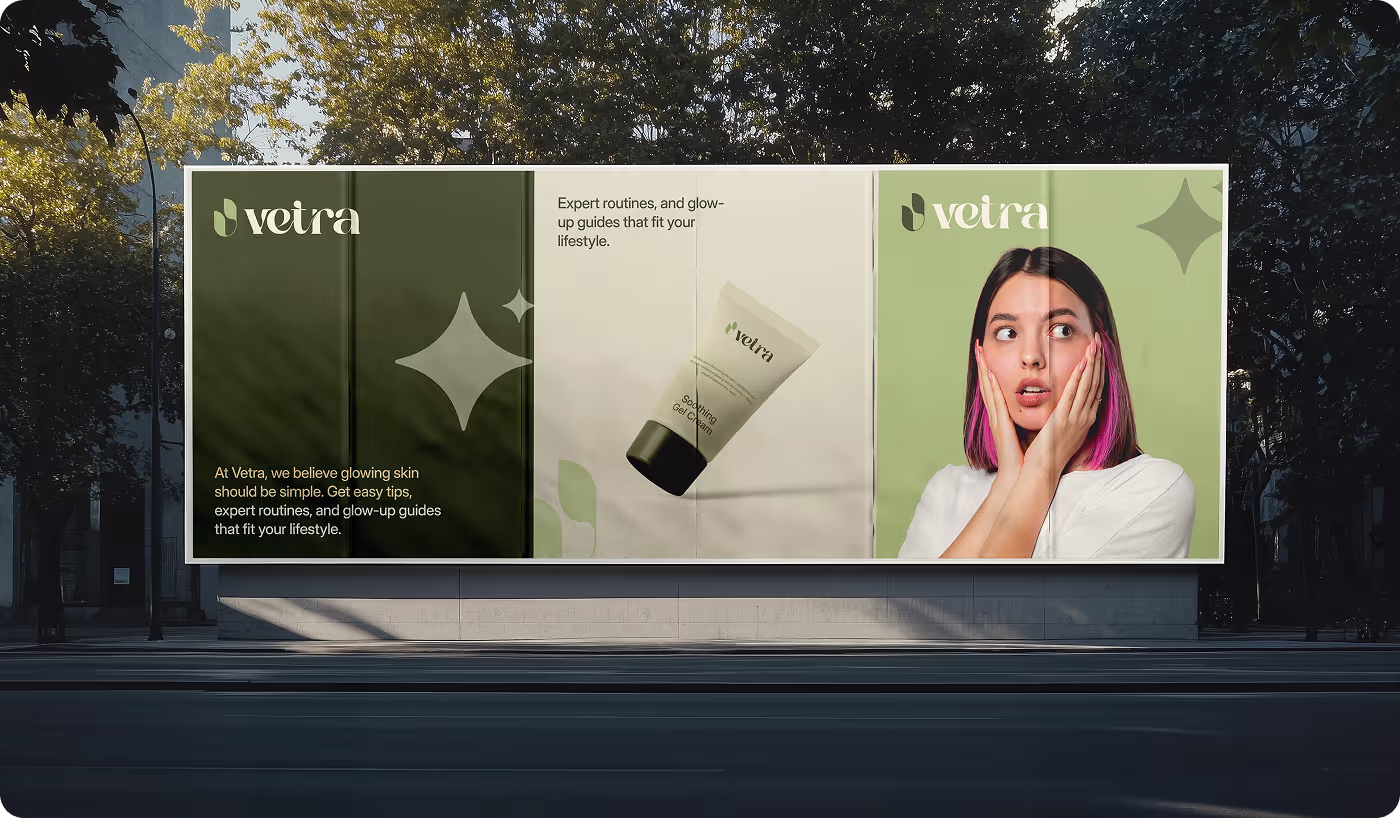 Vetra brand process by Codeair Software Solutions displaying warm messaging development and real-world product touchpoint design
