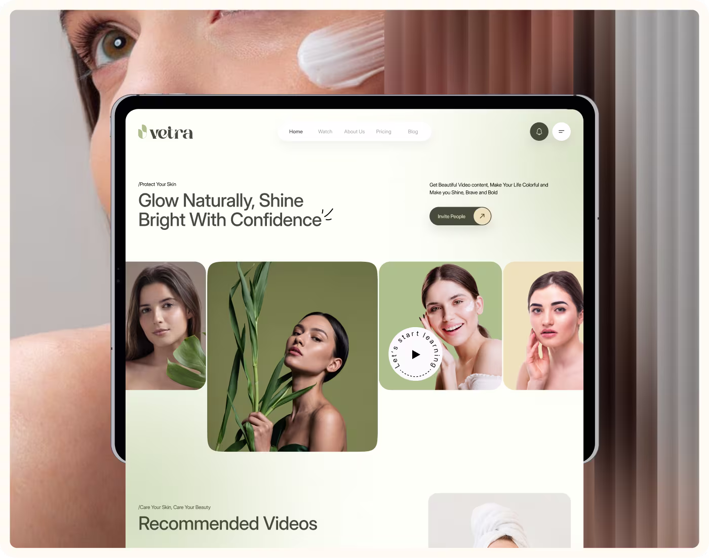 Codeair Software Solutions research for Vetra skincare showing large text banner design demonstrating direct, honest messaging over complex jargon