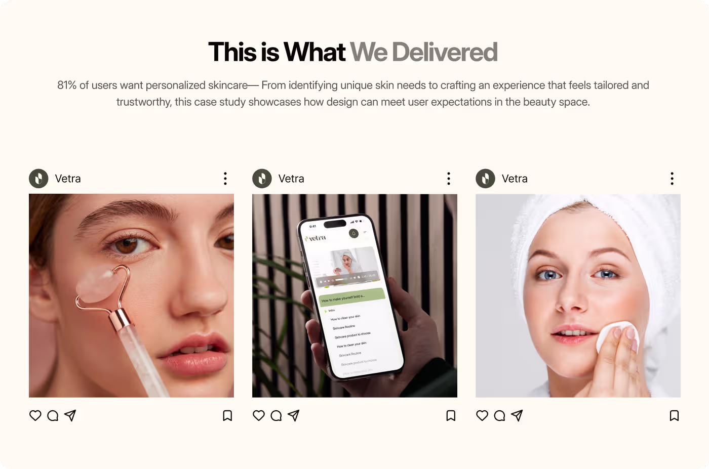 Vetra skincare web design by Codeair Software Solutions showing Soothing Gel Cream product cards with jargon-free descriptions for sensitive skin care