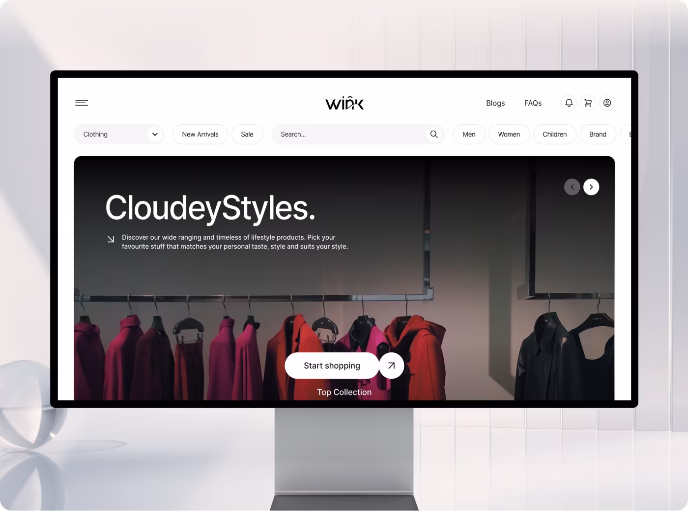 Wink product-focused homepage shopping journey design by Codeair Software Solutions