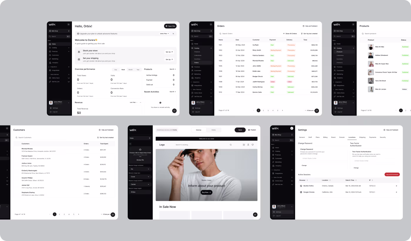 Wink backend order and customer management dashboard by Codeair Software Solutions