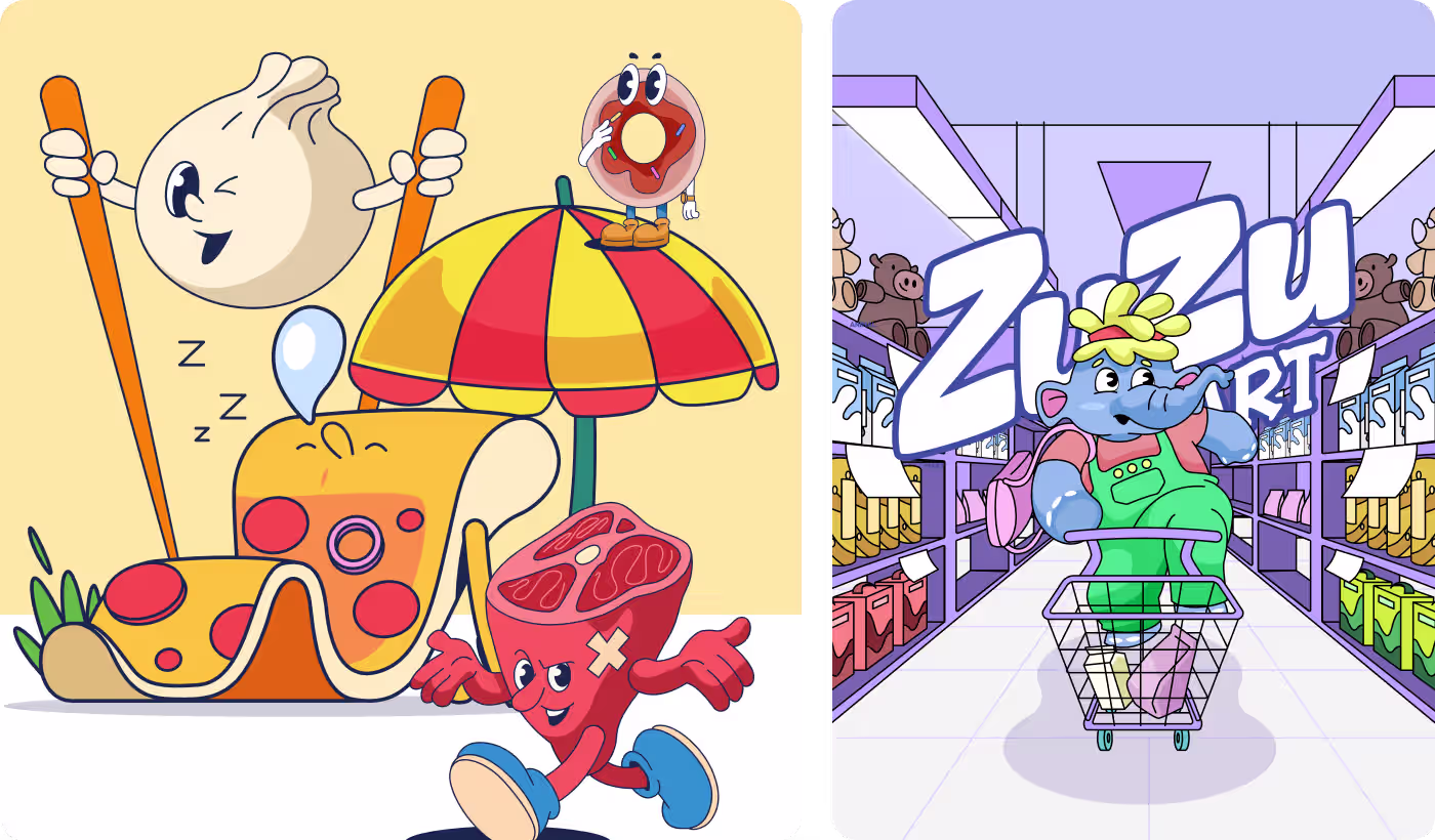 ZuZu Mart high-energy storytelling scenes showing characters in retail shopping scenarios by Codeair Software Solutions