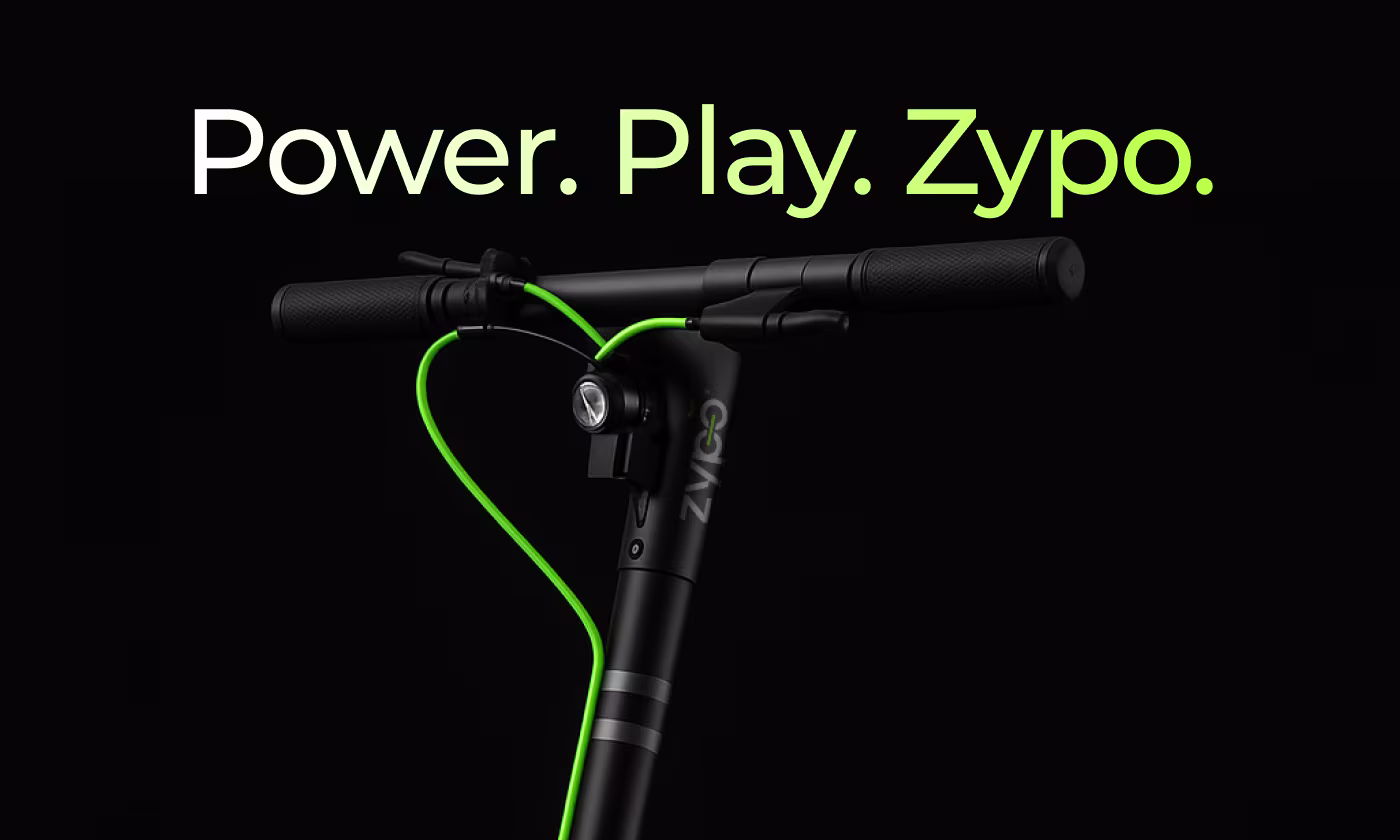 Zypo electric bike brand identity design by Codeair Software Solutions featuring modern urban e-mobility branding for street culture lifestyle